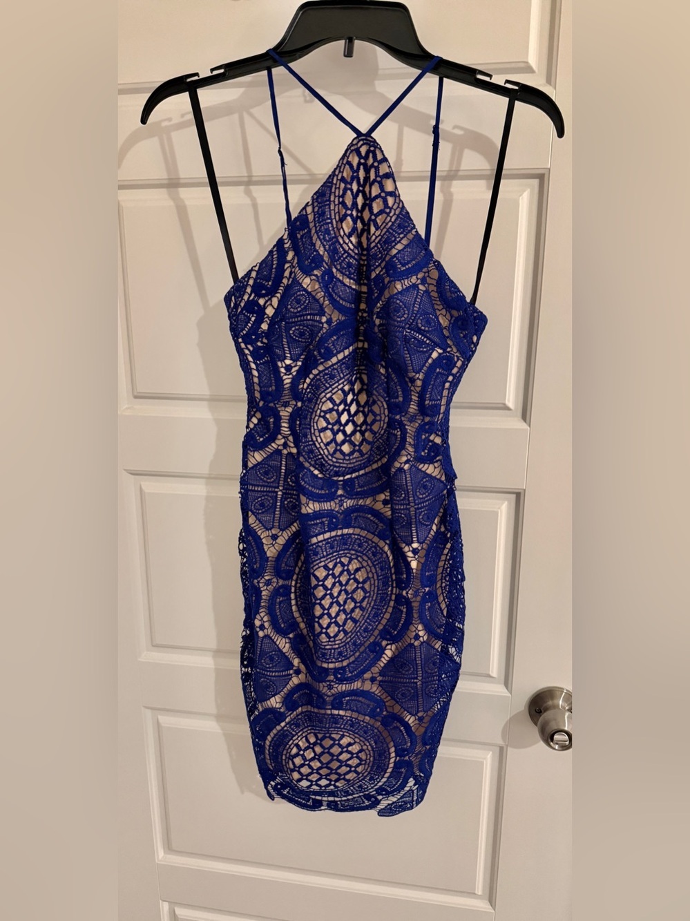 B. Darlin Royal Blue Lace Bodycon Dress – Size 1/2 (XS/S) - Picture 3 of 5